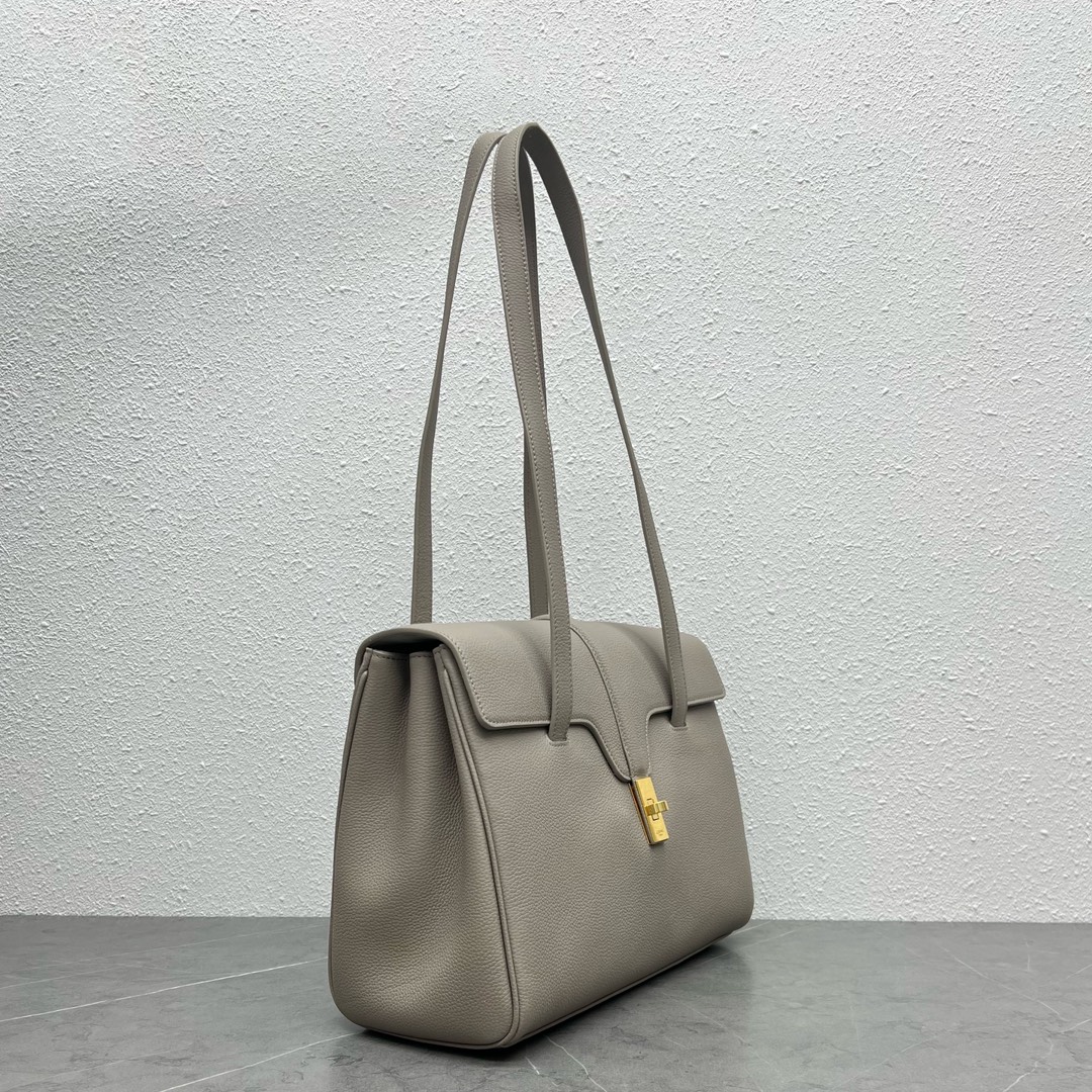 Celine Medium Soft 16 Grained Calfskin Handbag Shoulder Bag Grey 195543